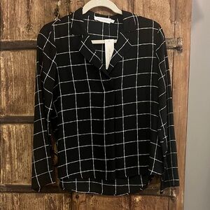 All in Favor Black and White Checkered Button Down Shirt